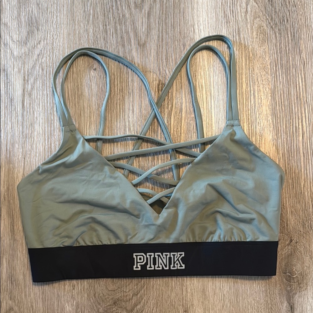 PINK Victoria's Secret Green Strappy Sports Bra